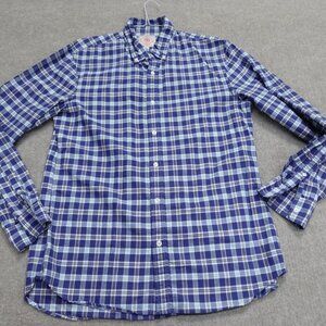 J. Press Mens Oxford Shirt Medium Blue Button Down Oxford OCBD Plaid